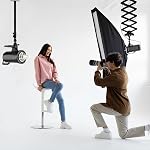Camera Wall & Ceiling Mount, Black, Aluminum, 14.1-21.6inches/36-55cm, Universal Adapter for Photo Studio Video Light, Flash, Ring Light, Reflector