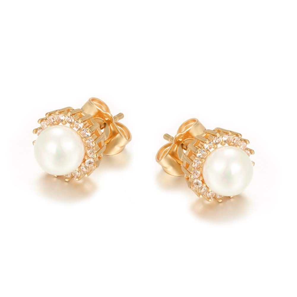 Yumay JewelleryRound 9kt Gold Stud Earrings Sets Made with 6MM AAAA Freshwater Cultured Pearl for Women