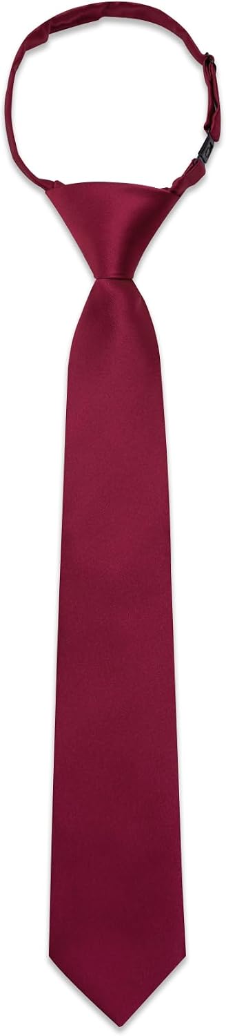 Boys Tie Solid Color Silk Satin Pre-tied Kids Necktie for Age 8-12 Adjustable Formal Wedding School Graduation