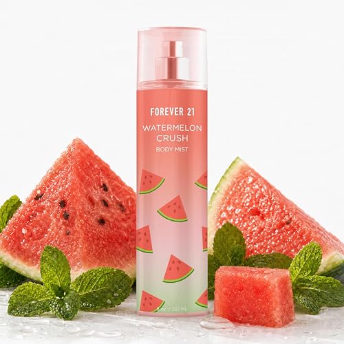 Forever 21 Watermelon Crush Body Spray Mist | Lightweight & Refreshing Everyday Scent | Sweet Body Spray with Fresh Sliced Watermelon Top Notes Bergamot Zest and Muddled Mint | 8 fl. oz.
