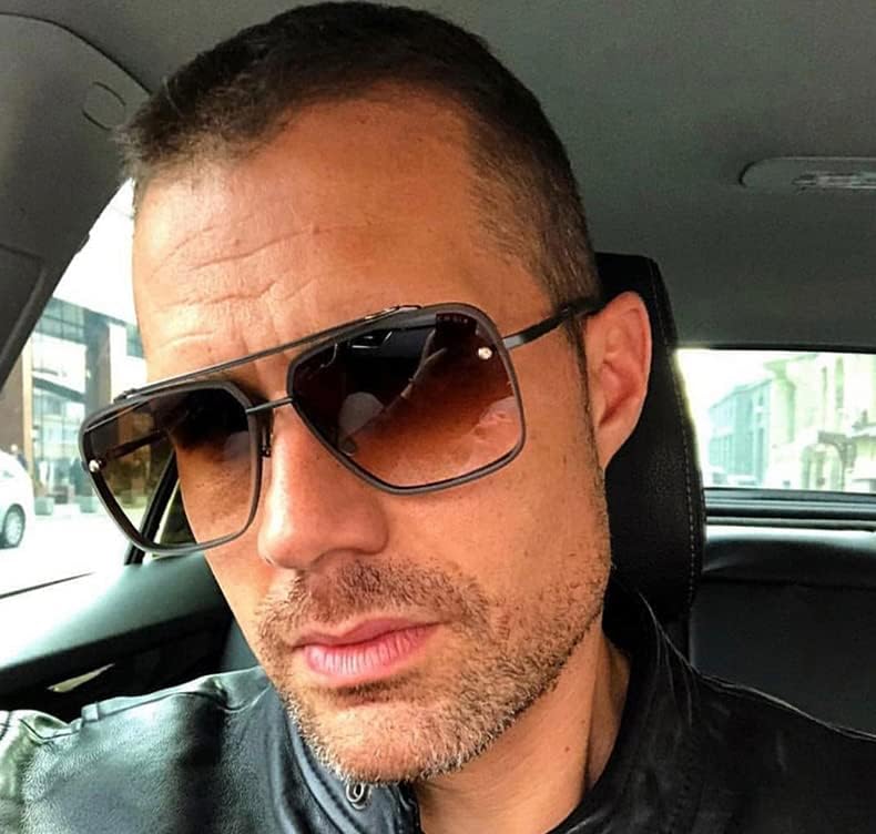 FEISEDY Sunglasses, Fashion Square Pilot Sunglasses, Vintage Metal Gradient Glasses for Men and Women, B4104 - Image 5