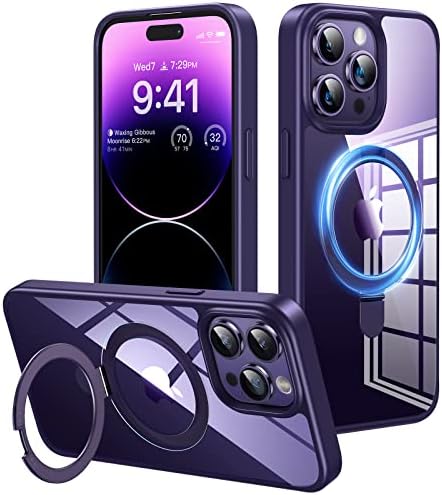 VICSEED for iPhone 14 Pro Max Phone Case Magsafe [Ultra Clear] [Durable Magnetic Stand] Military Drop Protective Phone Case Shockproof Slim Thin Phone Cover for 14 Pro Max 6.7 inch 2022, Purple
