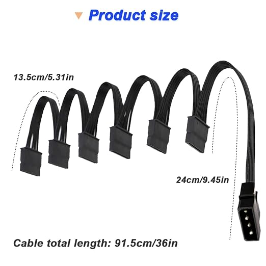 Cable divisor de energía IDE a SATA 2 unidades 91.5 cm miniatura 2