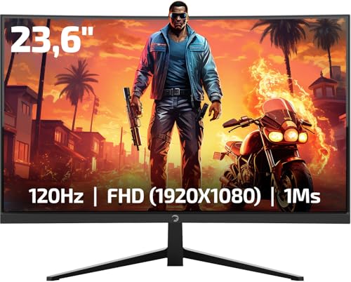 Image of GAMEPOWER F10 23.6 Inch Curved Gaming Monitor, 120Hz 1080p Display, 1ms Response Time, AMD FreeSync, HDR Support, 125% sRGB, RGB Backlight, Dual Speakers, Zero Frame Design, HDMI and VGA Inputs,1800R