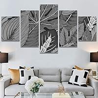 SIGNWIN 5 Panel Canvas Wall Art Modern Art Decorative Elements Fun Illustrations Leaves Multicolor Patterns for Home Decorations Ready to Hang - 60