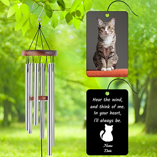 Image of Personalized Custom Wind Chimes Memorial Gift for Loss of Loved One Mother Dad Mom Dog Pets Customized Outdoor Sympathy Wind Chimes with Photo Text