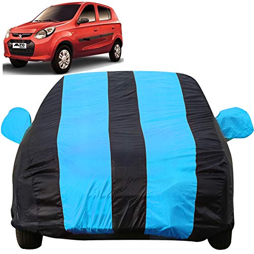 Image of Autofact Car Body Cover with Mirror Pockets Compatible for Maruti Alto 800 (Triple Stitched, Bottom Fully Elastic, Teak Blue Color)
