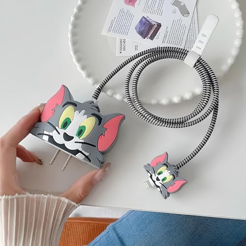 Image of Cable Protector with Protective Case for iPhone Charger18W & 20W Charger Cover|Full 3DProtection|Protection Sleeve Cord Saver for Cable & Adapter|360Protection Set of-1 (Tom-Grey)