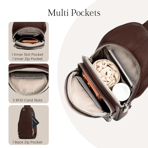 Image of befen Genuine Leather Sling Bag for Women Anti-Theft Crossbody Chest Bags Fanny Packs for Travel with RFID Card Slots