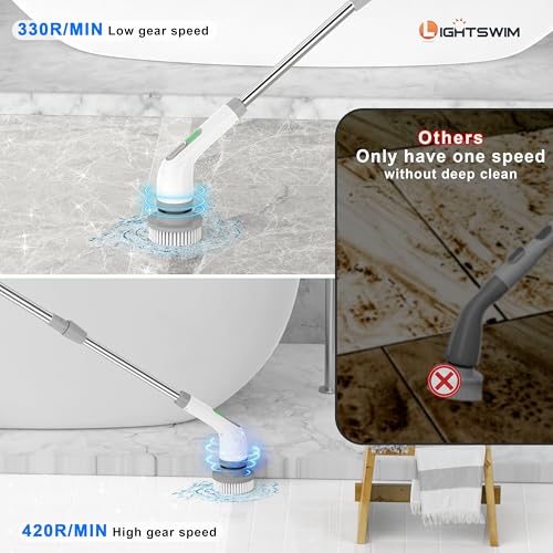 Electric Spin Scrubber, Upgrade 7 in 1 Electric Cleaning Brush,420RPM Powerful Cleaning, 1.5H Bathroom Scrubber Dual Speed with Extension Arm for Kitchen, Car, Tile, Wall, Floor, Shower - Image 7