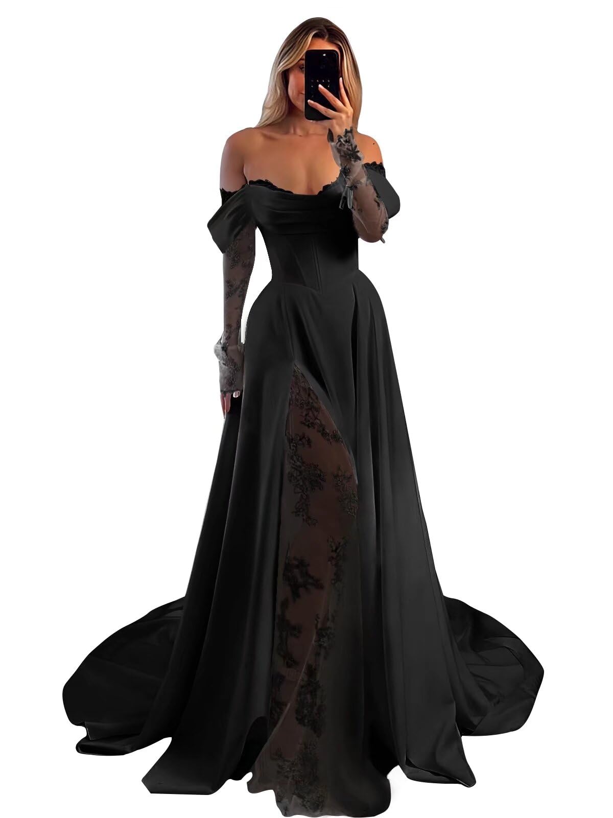 Bedlover Long Boho Wedding Dresses for Bride Floor Length A Line Bridal Gowns with Train for Women