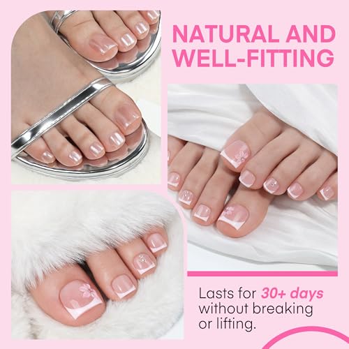 Image of UNA GELLA Square Toe Nail Tips Half Cover - 15 Sizes Pre-buffed Soft Gel Fake Toe Nails Tips Square Acrylic Artificial Pedicure False Toenails for Nail Salons Extensions and DIY Nail Art 240Pcs