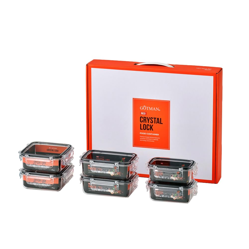 Crystal Lock Luftdichte Frischhaltedosen mit Deckel, Geschenkset, Neo M, BPA-frei, mikrowellen-, gefrier- und spülmaschinenfest, auslaufsicher, Küchen-, Kühlschrank-Organizer, Obstboxen (Neo