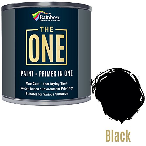 One Paint, One Coat, Multi Surface Paint for Wood, Metal, Plastic, Interior, Exterior, Black, MATT, 250ml