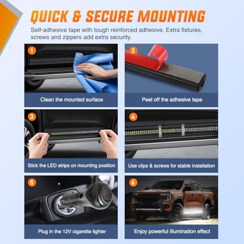 Image of Nilight 2PCS 70 Inch Emergency Strobe Light Strip with Controller 864 LED White Running Board Lights Flexible Side Flashing Warning Caution Safety Waterproof for Truck Construction Pickup
