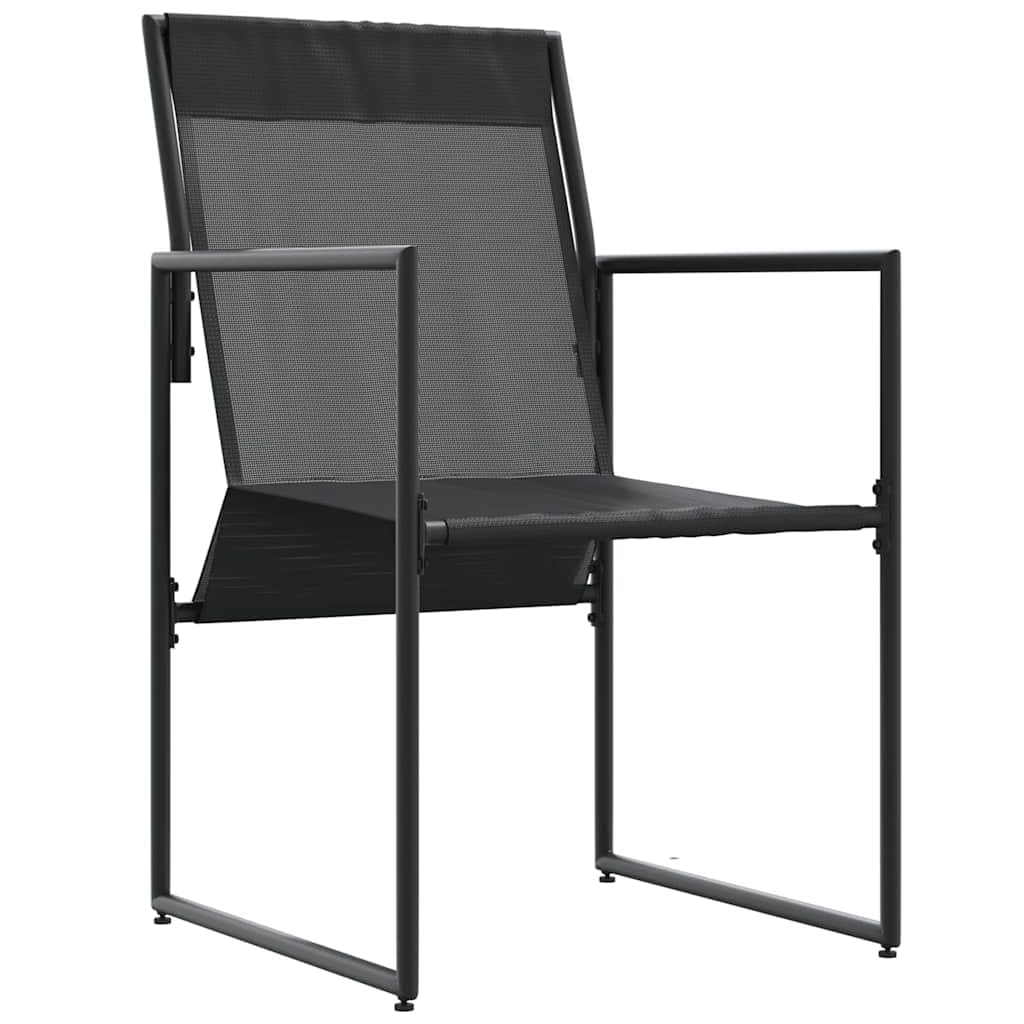 Genérico Silla de jardín Textilene con cojín negro antracita, 4 piezas, marco de acero revestido de polvo, reposabrazos rectos, dimensiones 59 x 50,5 x 81,5 cm, diseño moderno para terraza
