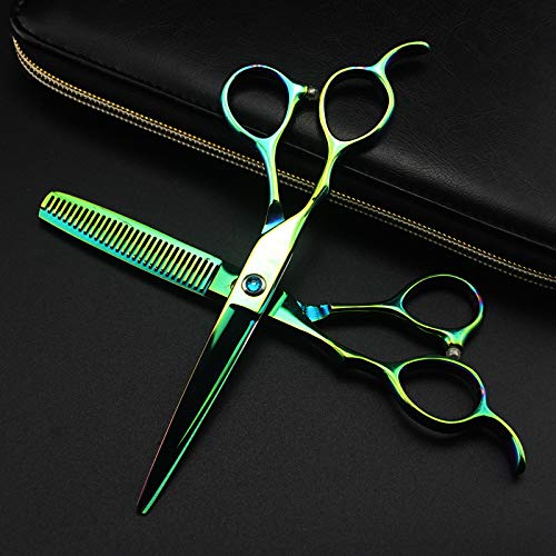 Hair Cutting, 6inch 5 Colors Professional 440c Left Handed Hair Cutting Barber Haircut thinning Hairdressing Set (Color : Silver Set)
