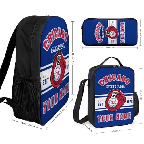 Custom Chicago Backpack School Bags Lunch Bag Pencil Case Add Name Number Personalized Fan Gift for Teen Boys Girls2
