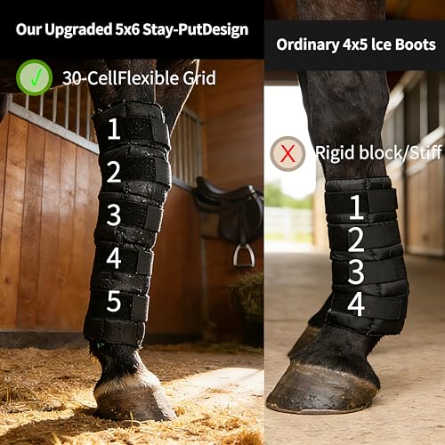 Reusable Gel Horse Ice Boots 2 Pack, Adjustable 5 Leg Cooling Wraps | Easy Cooling Relief on Hocks Knees & Ankles, Durability & Cooling in Active Horses - Image 3