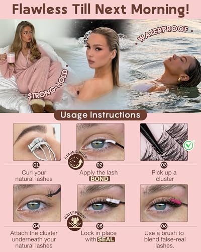 Image of Wispy Lash Clusters Kit Mascara-like Natural Eyelash Clusters Lashes Cluster Eyelash Extensions Kit 10-16mm False Eyelashes Individual Lashes C Curl Lash Extension Kit For DIY