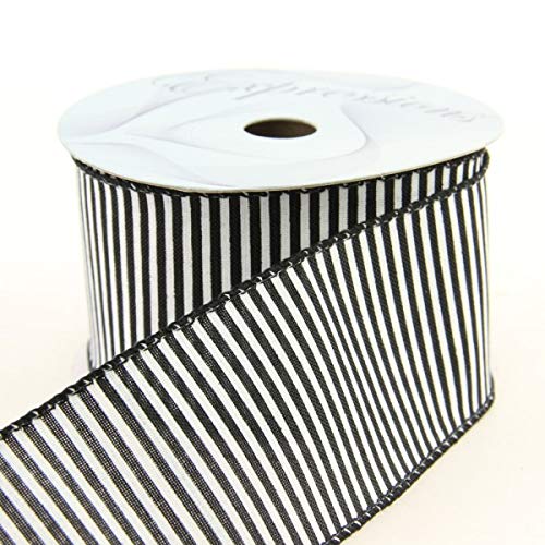 Craig BachmanImports Black/White 2.5" x10yd Wired Horizontal Stripe Ribbon