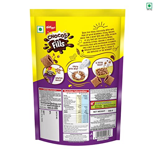 Image of Kellogg's Crunchy Granola Almonds & Cranberries 140g 24% Multigrain Breakfast Cereal + Kellogg's Chocos Fills Double Chocolaty, 3 Grains: Oats, Wheat & Rice, Protein & Vitamin Rich, 0% Maida
