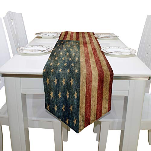 Alaza Table Runner Home Decor, Vintage American Flag Table Cloth Runner Coffee Mat For Wedding Party Banquet Decoration 13 X 70 Inches thumb #3