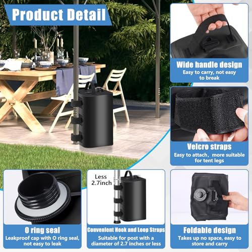 Canopy Weights Bags, 88 LB Canopy Tent Weights Set of 4, Heavy Duty Water Weight Bags, Leg Weights for Gazebo, Pop Up Canopy, Canopies, Tent(Black 10L)