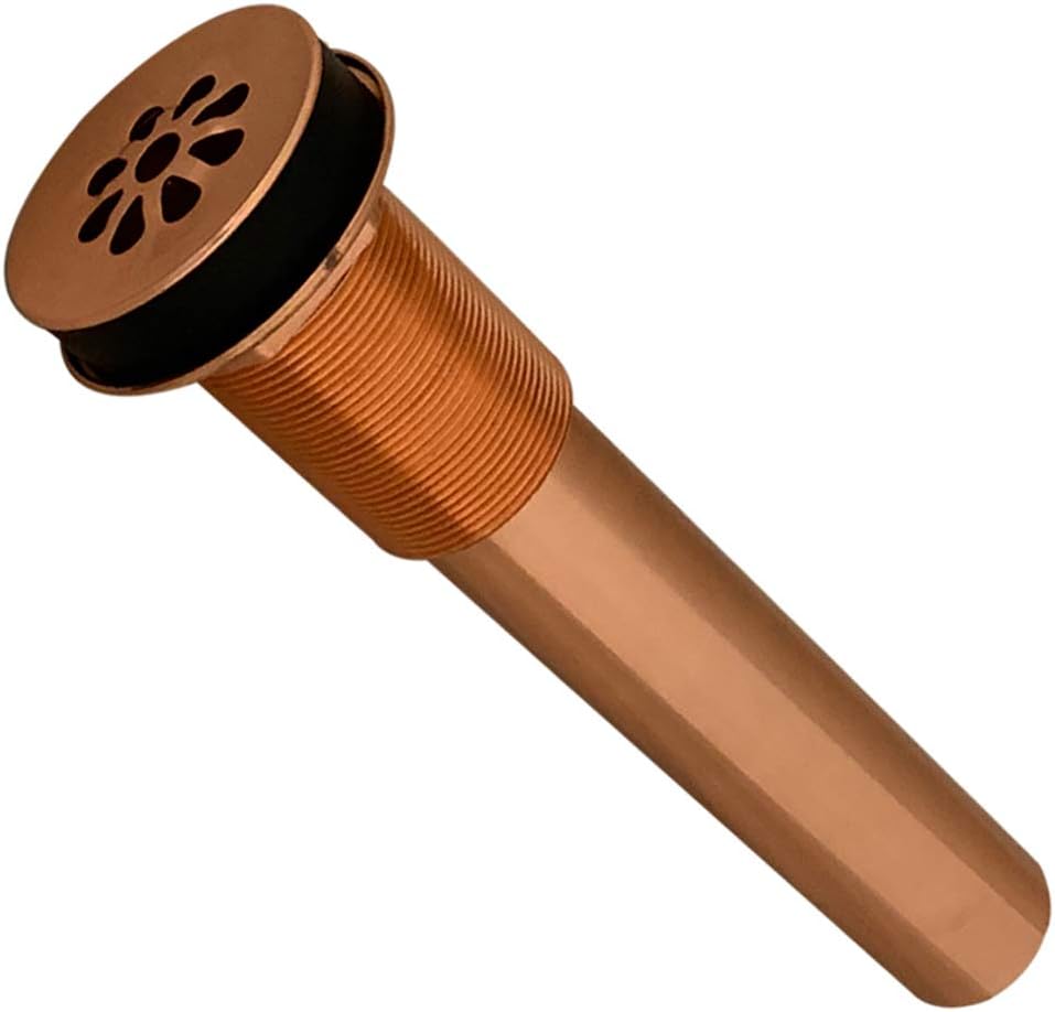 Premier Copper Products D-207PC 1.5-Inch Non-Overflow Grid Bathroom Sink Drain, Polished Coppe