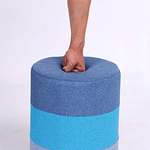 Repose-Pieds Ottoman Siège Bouffant Lin Tabouret Bois 35cm - 5