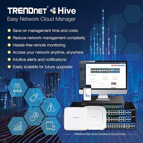 Image of TRENDnet 28-Port Gigabit Web Smart PoE+ Switch with 24 Gigabit PoE+ Ports, TPE-30284, 4 x 10G SFP+ Slots, 370W PoE Power,VLAN, QoS, LACP, IPv4 /IPv6 Static Routing, Lifetime Protection