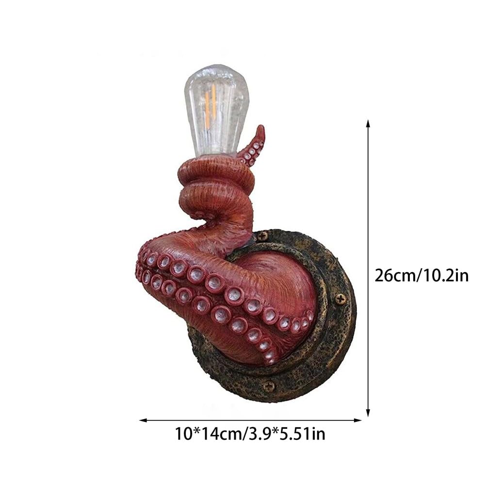 Kinkiet W Kształcie Ośmiornicy W Stylu Retro, Lampa W Kształcie Macki, Zasilany Baterią 3-watową Led, Dekoracja W Stylu Pirackim, Kreatywna Lampa ścienna Z żywicy
