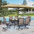 Sophia & William Patio Set with Umbrella 8 Pieces Outdoor Dining Set for 6 with 13ft Double-Sided Patio Umbrella Beige, 6 x Swivel Patio Chairs, 1 Metal Table for Lawn Garden