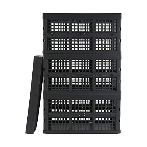 Zerdyne Juego de 3 cajas de almacenamiento plegables de plástico gris de 30 L, cesta de almacenamiento plegable apilable