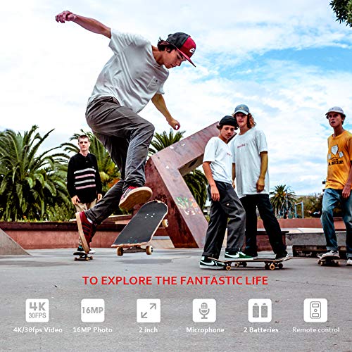 Product Image 5: Victure Action Camera AC700 4K 30fps/20MP EIS Sports Action Camera PC Webcam with External Microphone Remote Control 40M Underwater Waterproof DV Camcorder with 2 Batteries and Mount Accessories