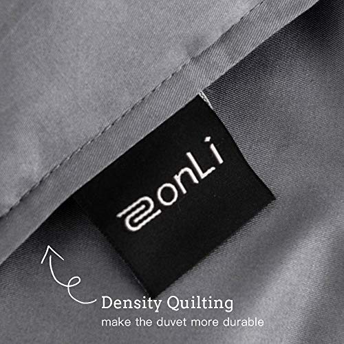 Image of ZonLi Duvet Cover for Weighted Blanket (Light Grey, 60'' x 80''), Breathable Soft Duvet Cover Queen Size Removable Cooling Comforter Cover for All Season