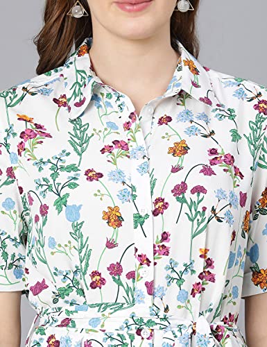 Image of oxolloxo Women Cotton Half Sleeves Shirt Style Party Dress