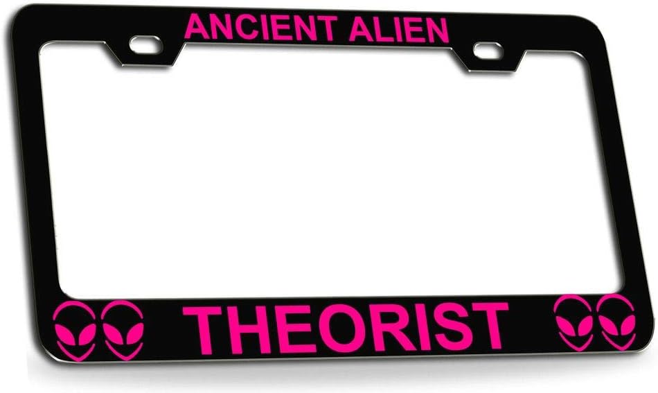 Ancient Alien Theorist UFO Alien Quality Black Metal Car SUV Truck License Plate Frame s78