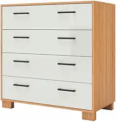 Cômoda Reta com 4 Gavetas Dalla Costa - Freijó/Off White