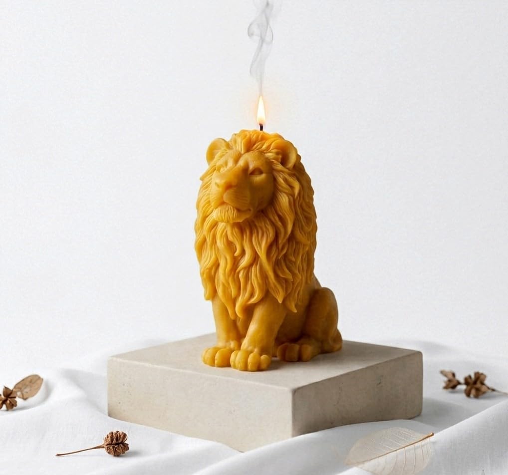 Handcrafted Lion Shape Decorative Candle, White Animal Design Pillar Candle for Home Decor, Luxury Aesthetic Showpiece, Unique Gift Item, Smokeless Dripless Wax Candle-image-13