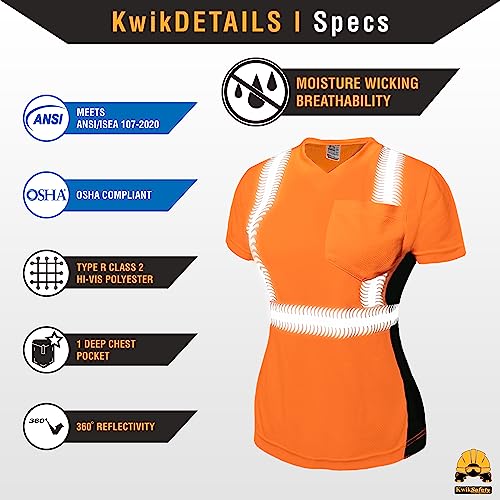 Kwiksafety - Charlotte, Nc - Vixen Short Sleeve Safety Shirt For Women - Angel Hair Tape - Ansi Osha Reflective Construction Work Gear/Orange Xl #TOP4
