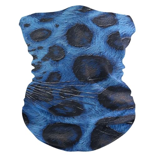 Máscara de piel de leopardo azul con textura de piel de leopardo para clima caliente y frío, a prueba de viento, para hombre, absorbe la humedad, máscara para el pelo, máscara para esquí, senderismo