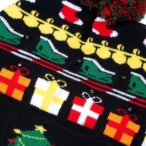 2THESTARS Christmas Hat 2 Pack Light Up Knitted Beanie Hat Xmas Santa Holiday Cap LED Lights — view 5