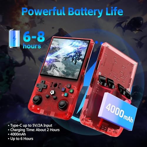 Image of R36MAX Retro Game Console, 4.0 inch Retro Gaming Console with 128GB Memory, Video Game Consoles with 4000mAh Battery and 30+ Emulators, Red