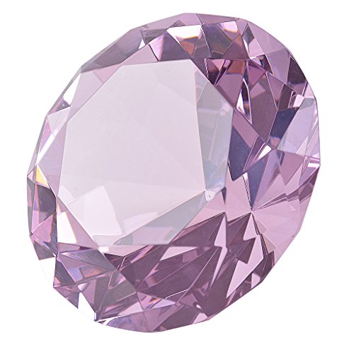 多色透明 水晶 ダイヤモンド 100mm ペーパーウェイト ガラス 文鎮 装飾品 誕生日 母の日 結婚記念日 プレゼント 妻 【ギフトボックス】 (桃色)