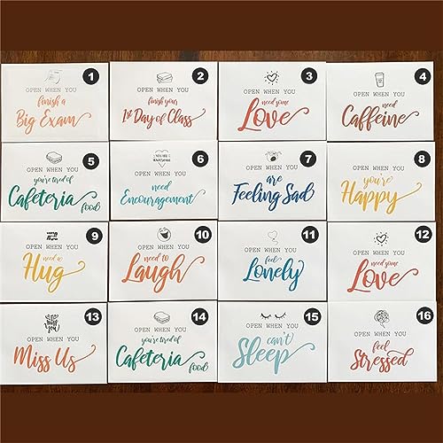 Open When Envelopes | Packs of 16 Message, 16Pcs Open When Letters Kit for College, Going Away To College Gifts, College Going Away Gifts Open When Envelopes for College Student (1)