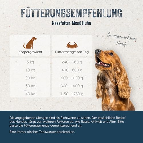 Lakefields Hundefutter Nass Kennenlernpaket | 6 x 400g | Getreidefreies Nassfutter für Hunde mit Huhn | Rind | Wild | Lamm | Schonend gegart | Zusatzfrei | Zutaten in Lebensmittelqualität