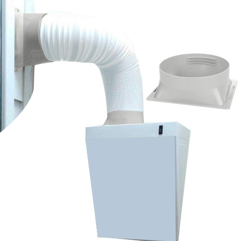 5.91'' Portable Air Conditioner Window Adapter Exhaust Hose Connector Tube Connector Air Hood Baffle Plate Mobile air Conditioning Accessories (5.91'' (150mm) Square mouth white)