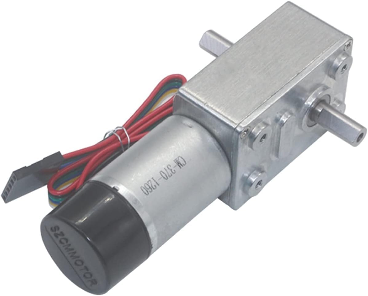 Gleichstrommotor mit hohen Drehmolekülen, DC Schneckengetriebe 6V 12V 24V 6-150RPM 25kg.cm Drehmoment 3W Mit Encoder Metal Gear (12v,66rpm)