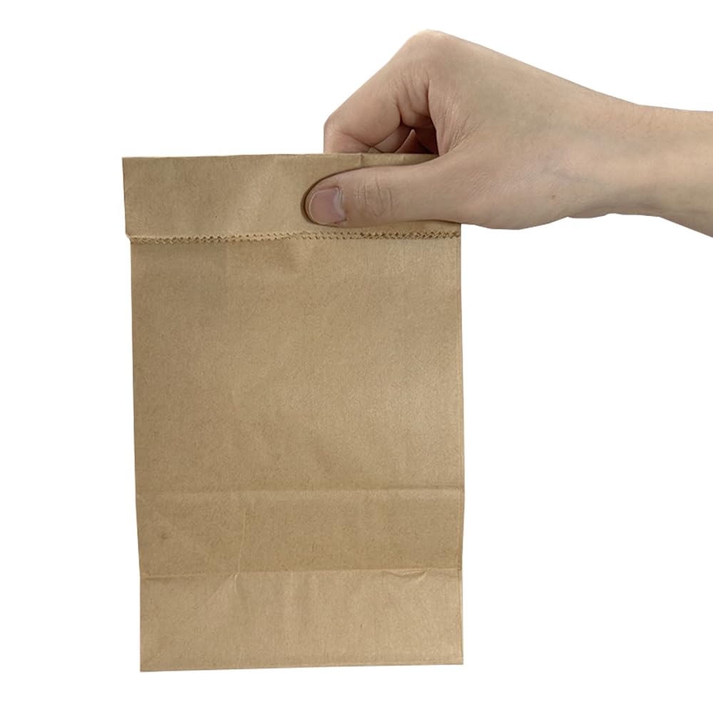 50 bolsas de cera de papel kraft de 3.5 x 2 x 6.7 pulgadas, parte inferior plana, color marrón, para el hogar, cocina, almacenamiento de alimentos, juegos de recipientes para llevar, almuerzo 4